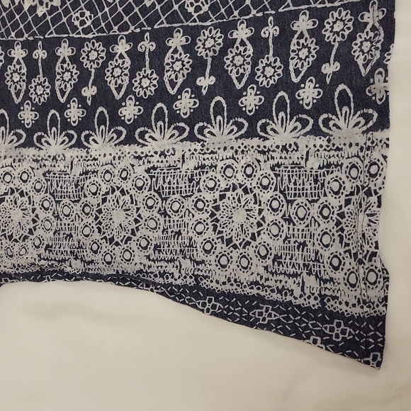 Curious Gypsy Short Sleeve T-Shirt Sheer Boho Hippie Grey White Women'sM - Picture 7 of 13